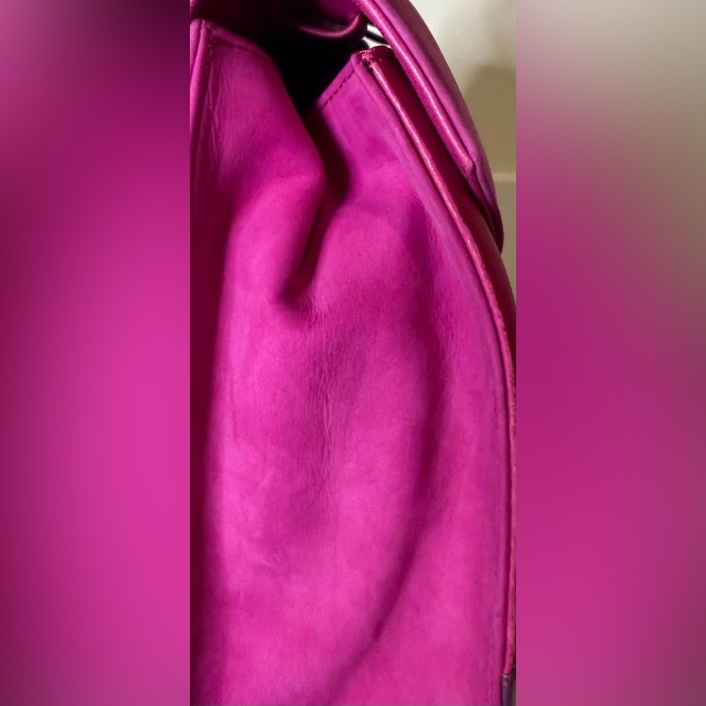 Vibrant Pink Satchel with Beaded Handle - Picture 3 of 11